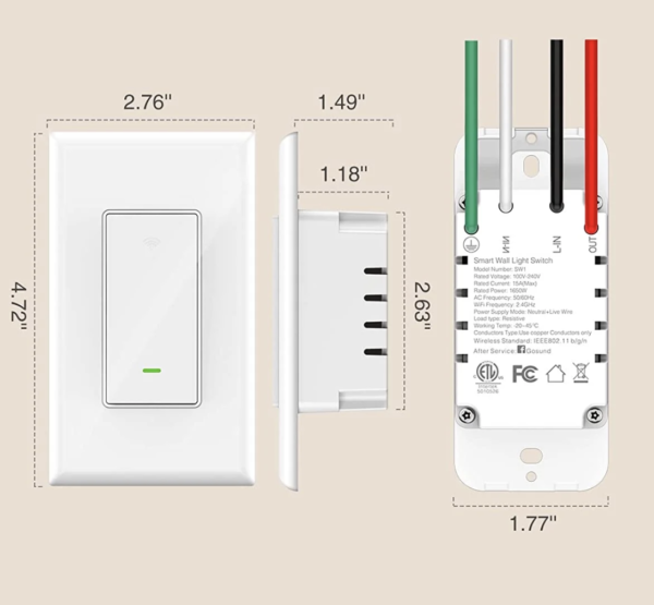 Interruptor de luz inteligente WiFi Gosund SW5 - Imagen 2